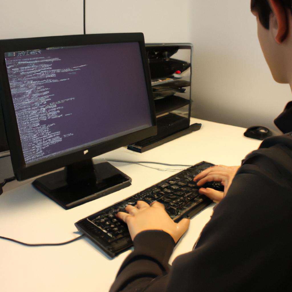 Person working with computer database